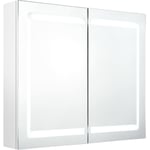 Maison Chic - Armoire de bain à Miroir led, Meuble de salle de bain, Armoire de toilette blanc brillant 80x12x68cm jax13943