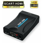 Adaptateur SCART vers HDMI, 1080P Convertisseur péritel SCART vers HDMI avec câble d'alimentation USB pour la Connexion d'un décodeur, d'un Lecteur