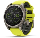 Garmin Fenix 8 47 mm, Solar, Sapphire, Titanium With Amp Yellow/Graphite Silicone Band