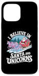 iPhone 13 Pro Max I believe in Santa and unicorns funny Santa xmas pajamas Case