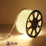 5 m. vattentät LED strip (Type X-2) - 230V, IP67, 1300lm/m, 10W/m, kan klippas var 10cm - Kulör : Kall