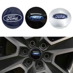 4-Pack - Ford Centrumkåpor / Hjulnav Emblem - Bil 66mm - Silver