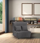 Talamo Italia - Fauteuil Alma, Canapé Simple, Fauteuil de Salon ouvrant sur Chariot en Tissu rembourré, Coussins Inclus, 100% Made in Italy, 85x90h85 cm, Gris