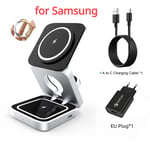 Support De Chargeur Sans Fil Magnétique Pliable 3 En 1,Support Pour Samsung Galaxy S23,Watch 6,Buds2 Pro,Apple,Iwatch - Type For Samsung Eu Plug