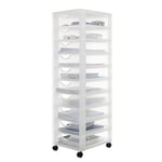 Iris Ohyama, Tour de rangement à Roulettes en Plastique, 10 Petits Tiroirs, Blanc, Ouverture Facile, Meuble de Rangement, Papeterie, pour Chambre, Salle de Bain, École & Bureau, Sans BPA, DDDC-010