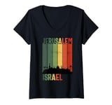 Womens Jerusalem Israel Skyline Souvenirs Jewish Israeli Men Women V-Neck T-Shirt