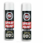 2 x white gloss Spray Paint Finish Durable Quick Drying Paint 250ml