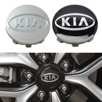 4-Pack - Kia Centrumkåpor / Hjulnav Emblem - Bil Silver 58mm