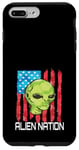 iPhone 7 Plus/8 Plus Funny Alien UFO USA Flag and Green Alien Head Case