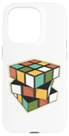 Coque pour iPhone 15 Pro Puzzle rétro en forme de cube - Couleurs vives et géométriques