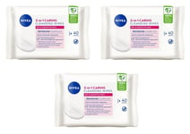 3 x NIVEA 3-in-1 CARING Cleansing Wipes for Dry & Sensitive Skin (40)