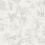 Bricoflor - Papier peint motif tropical salon & chambre | Papier peint palmier & monstera écru vintage | Tapisserie grise & blanche tropicale - 10,05