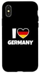 Coque pour iPhone X/XS I Love Germany avec le drapeau allemand et le coeur