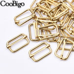 Curseur en métal Leic-foetal de Ladder Lock,rouleau à pâtisserie,strucajusteur,attache pour sac,sangle de ceinture,accessoires de couture,rectangle,10 pièces - Type Gold-Webbing Size 25mm