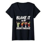 Womens Funny Cruise Sarcastic Cruise Blame It On The Drink Package V-Neck T-Shirt