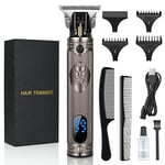 URAQT Hair Clippers for Men, Cordless Clippers Electric Hair Trimmer Beard Trimmer, Detail Beard Shaver, Precision T-Blade Trimmer Grooming Cutting Kit with 3 Guide Combs and 2 Hair Combs (Silver)