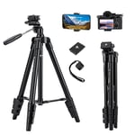 Fotopro Camera Phone Tripod, 50 inch Aluminum Lightweight Tripod for Travel,360 Degree Panoramic Shooting Tripod with Bluetooth Remote and Phone Holder Load up to 4.4lb/2kg