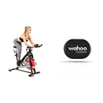 Sunny Health & Fitness Belt Drive Indoor Studio Cycle Bike, 22 KG (49 Pound) Flywheel Grey/Black/Red One Size SF-B1002 & Wahoo RPM Cadence Sensor for iPhone, Android and Bike Computers