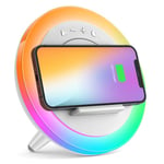 Skaaisont Enceinte Bluetooth Veilleuses, Lampe de Chevet avec Chargeur Sans Fil, Meilleures Idées Festival Cadeau Pour Fille, Garcon, Papa, Maman (Charge sans fil 5 W), Blanc