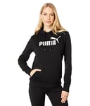 PUMA Women's Essentials Logo Fleece Hoodie (Available in Plus Sizes) Sweatshirt, Cotton Black, L