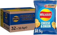 Walkers Cheese & Onion Vegetarian Crisps Box, Made with 100 Percent Great Britis