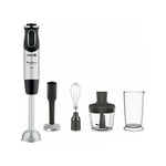 Moulinex - Mixeur Electrique plongeant 4en1 Quickchef, 10 vitesses, Mini hachoir, Fouet, Presse purée, Gobelet 800 ml, 1000W, Noir/Inox DD65