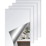 Miroir Adhesif Mural,4Pcs Miroir Mural Autocollant, sans Cadre,20 x 30cm Feuille Miroir Acrylique,Miroir Adhesif Porte pour à Collersalle de