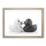 Big Box Art Rubber Ducks Opposites Attract Painting Framed Wall Art Picture Print Ready to Hang, Oak A2 (62 x 45 cm)