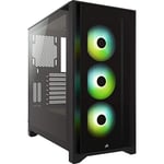 CORSAIR iCUE 4000X RGB Moyen Tour ATX PC Boîtier en Verre Trempé - 3x SP120 RGB ELITE Ventilateurs - iCUE Lighting Node CORE Contrôler - Flux d'air élevé - Noir