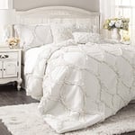 Lush Decor Piece Set with Pillow Shams-Full Queen-White, Polyester