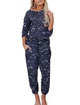 Ekouaer Pyjama Femme Hiver Chaud Coton Ensembles de Pyjama Cotton Chemise de Nuit Longue