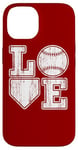 Coque pour iPhone 14 Plaque vintage Love Baseball Mom Home pour amateurs de baseball