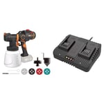 WORX Nitro - Pistolet à Peinture sans Fil Brushless 20V - WX020.9 & Chargeur Double 20 V Li-ION 2.0 A à 5Ah- WA3772