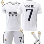 24-25 Real Madrid Vini Jr. 7 Hem fotbollströja Ny säsong Senaste Vuxen Barntröja Fotboll 8 Adult XL（180-185cm）