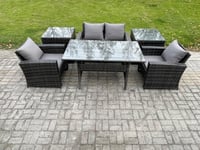 Wicker Outdoor Garden Furniture Set Patio Furniture Rattan Rectangular Dining Table Lounge Sofa