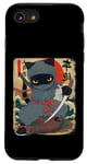 Coque pour iPhone SE (2020) / 7 / 8 Chat ninja japonais, chat noir kawaii ninja