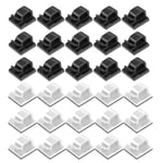 Clips Câbles,Adhésifs Clips Câble,Clips Rangement de Câble,Attache Câble Auto Collant,Gestion de Câble pour Organiseur de Fils Electriques TV,Chargeur,PC,Bureau,Maison,80 Pièces(Noir+Blanc)(Q622)