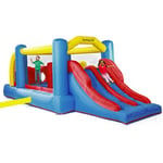 Château gonflable : aire de jeux gonflable avec obstacles et double toboggan - surface de jeux : 560 x 255 x 190 cm - Wipe out