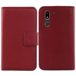 Lankashi Premium Genuine Real Flip Folder Folio Leather Case TPU Silicone For Doro 8050 5.7" Book Wallet Business Phone Protection Protector Cover Skin Pouch Etui (Dark Red)