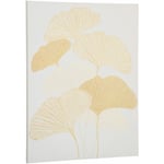 Homcom - Tableau imprimé et peint feuilles ginkgo biloba - dim. 100L x 80l cm - décoration murale - toile 100% polyester structure bois de pin encre