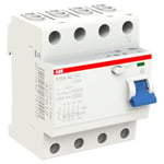 Disjoncteur à courant résiduel pur 4 pôles 63A 30mA type ac F204 4 modules F427814 - ABB