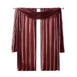 Elrene Home Fashions Faux Silk Light Filtering Window Curtain Set and Scarf, 52" x 95", Red, Polyester, 52"x95" (2 Panels) & 1 Valance