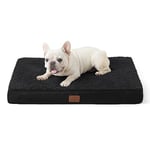 Bedsure Medium Dog Bed Washable - Orthopedic Dog Pillow and Mattress Mat for Dog Crate with Removable Plush Sherpa Cover, Black, 76x51x7.6cm