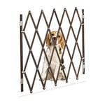 Relaxdays Barrière de sécurité Extensible Jusqu’à 118 cm, Chiens, 69-82,5 cm de Haut, Bambou, escaliers & Porte, Marron