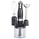 Progress EK2827PV2 3 in 1 Electric Blender Set – Immersion Stick Blender with 2 Speed Settings, Mini Food Chopper with 500 ml Chopping Bowl, Stainless Steel Blades, Soup/Smoothie Maker, 350W, Black