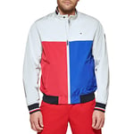 Tommy Hilfiger Men's Lightweight Varsity Rib Knit Bomber Jacket Shell, Ice Combo, M