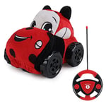 Baby Challenge - Voiture Peluche - Mon Premier Véhicule - 051040 - Voiture Télécommandée - Rouge - Lavable en Machine - 1/24 - Piles Non Incluses - Tissu et Plastique - À Partir de 18 Mois