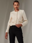 Jolie Moi Contrast Trim Tweed Jacket, Oatmeal