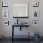 Cuisibane - Meuble structura 80 cm avec vasque à poser et miroir led Etal- Gris