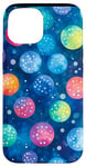 Coque pour iPhone 15 Aquarelle bleue ethnique arc-en-ciel Pickleball Design